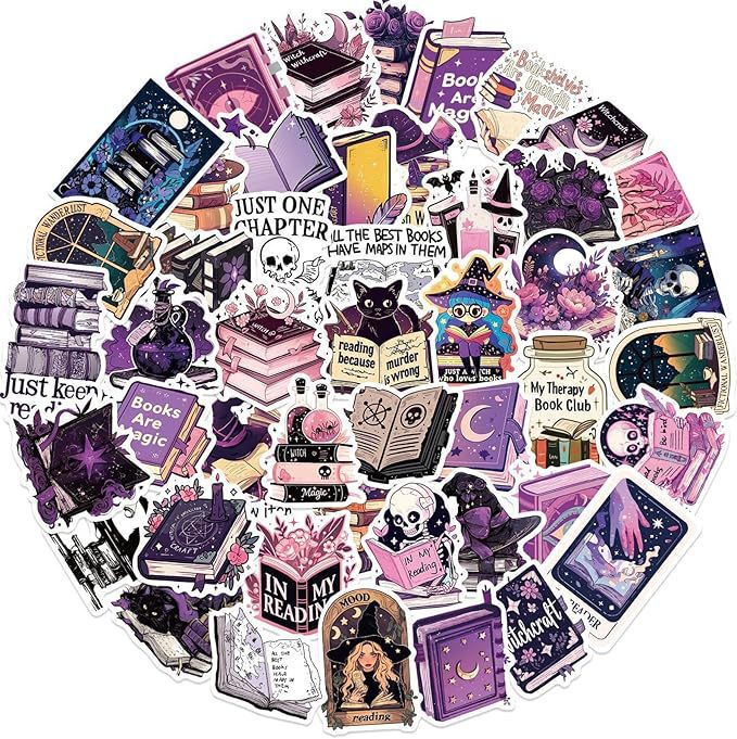 50 Kindle Bookmark Witch Stickers, Witch Style Bookworm Stickers Water Bottle Magic Bookmark Sticker 50 Kindle Bookmark Witch Stickers, Witch Style Bookworm Stickers Water Bottle Magic Bookmark Sticker