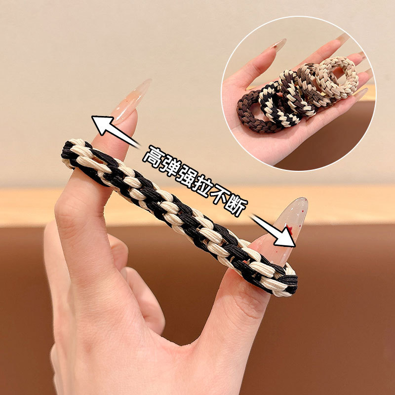 Niña de cabello de cola de caballo alta curry dibujos animados cuerda de cabello no daña la cuerda de cabeza de pellizco niñas de alto valor facial banda de goma