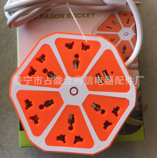 源头厂家直销外贸出口创意水果圆盘带USB多功能插座排插