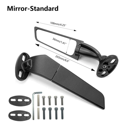 Fixed wind wing motorcycle rearview mirror suitable for race 600 Kawasaki ninja spring breeze SR250 modified wind knife reflector (Motorcycle rearview mirror) - standard