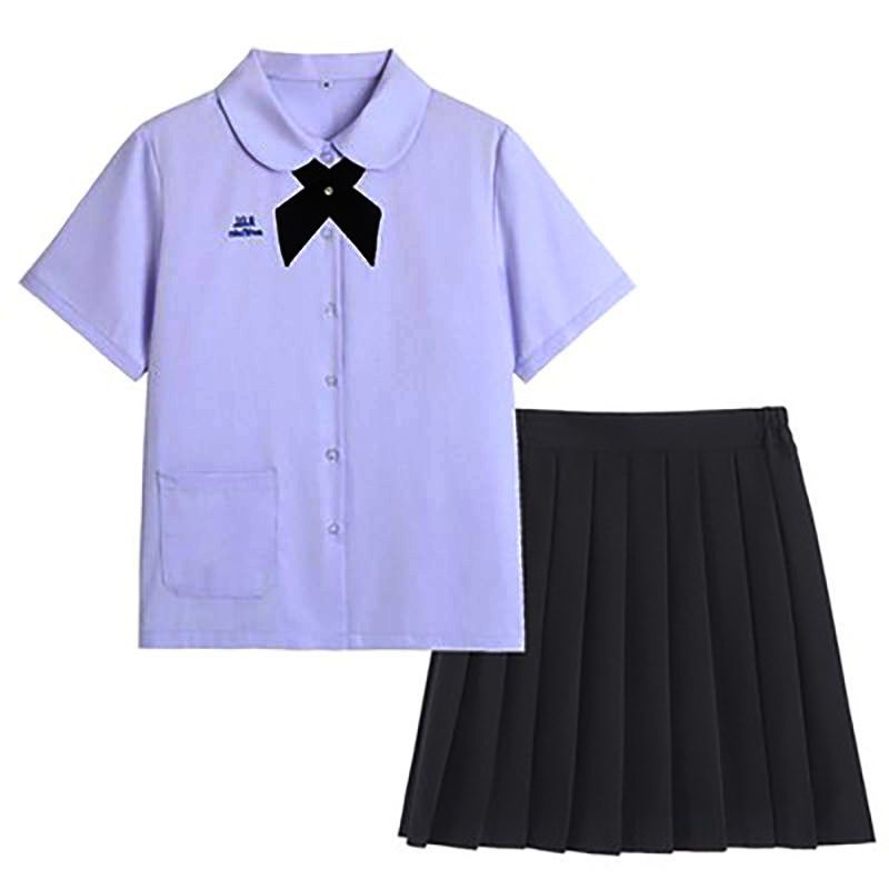 태국 학교 교복 대학 스타일 세트 중학교 학생 수업 원피스 셔츠 여성 반팔 주름 치마 중간 세트