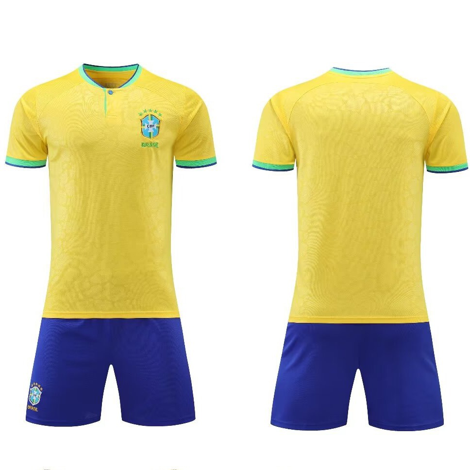 22-23 brasil casa equipo nacional traje de uniforme de fútbol uniforme de equipo de hombres ropa para niños adultos tamaño 14-2XL