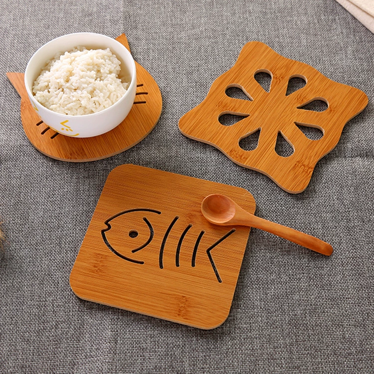 Wooden cartoon non-slip creative table mat, cute tea cup