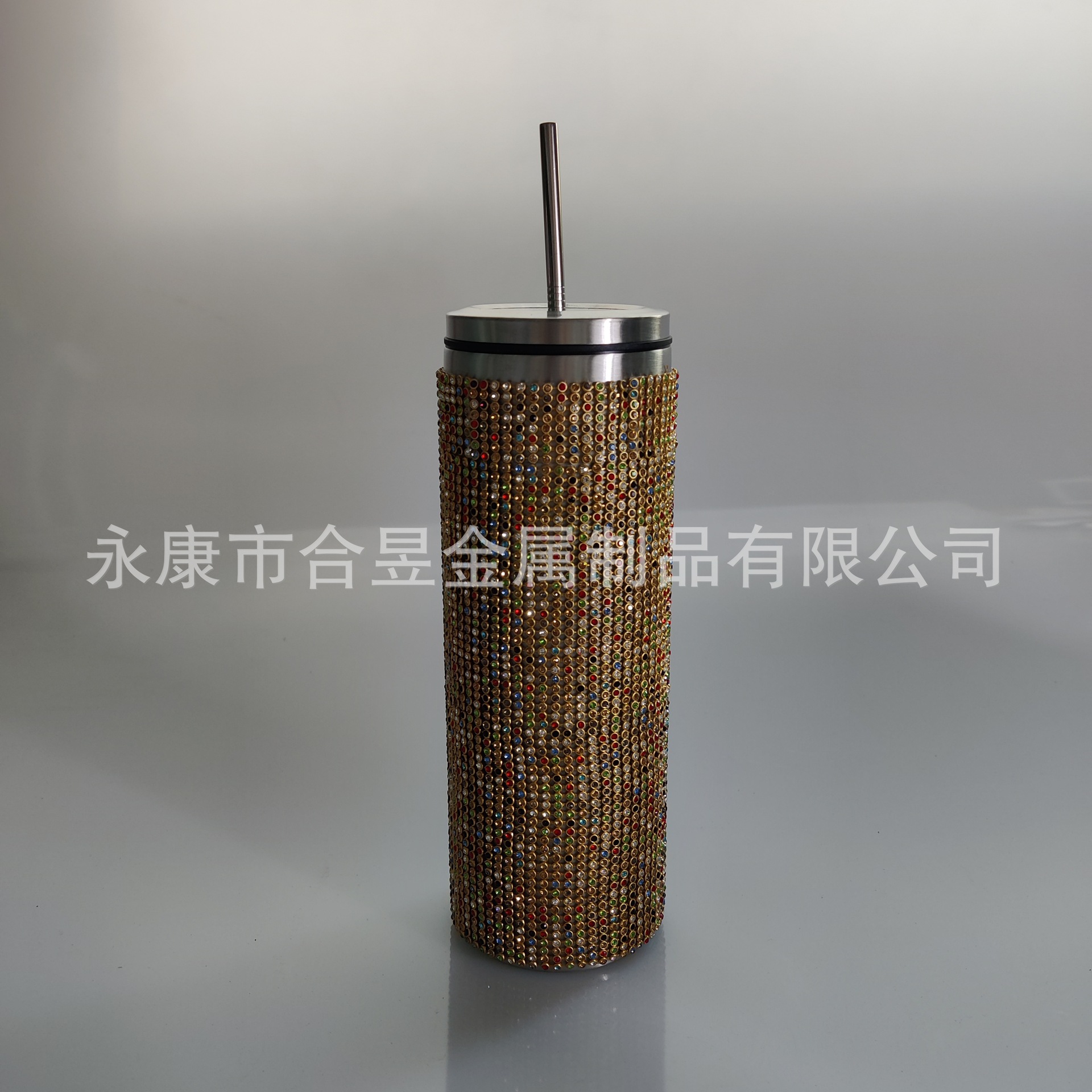 20oz Comercio exterior moda nuevo diamante paja 304 Acero inoxidable recta taza de vacío completo diamante taza de café