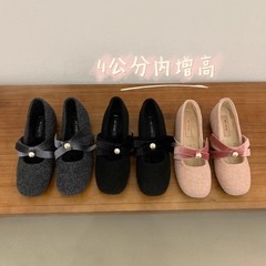 潮不南優しいアンドロメダ小香風メアリー珍靴冬復古内に4cm蝶ネクタイ真珠靴女