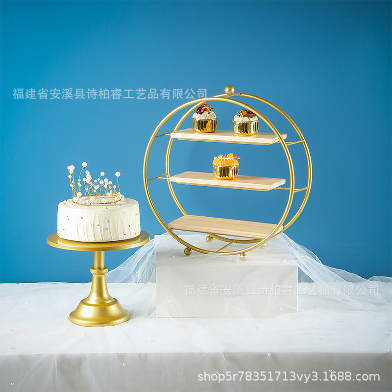 Fiesta de postre de hierro forjado europeo decoración de mesa de postre pastel bandeja de comida fría de té de la tarde refrigerio estante de pastel