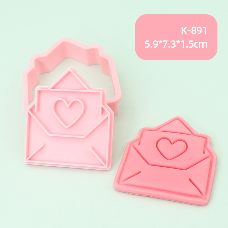 Cartel de galletas de dibujos animados de San Valentín Molde de galletas de amor DIY linda herramienta de horneado para el hogar de fondant de prensa tridimensional