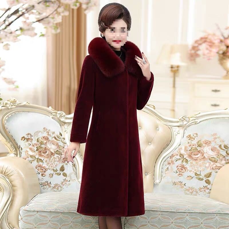 Authentic Mink Fur Coat for Women, Winter Long Mink Velvet Hooded Mid-Length Mink Fur Clothing