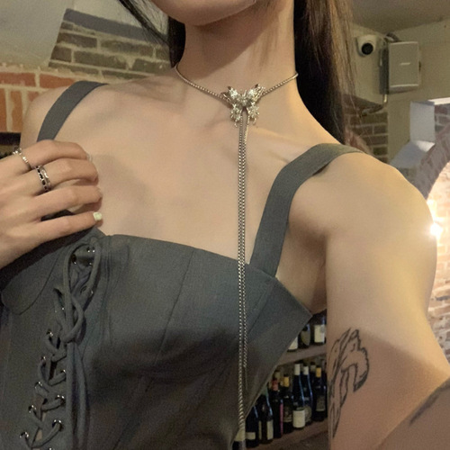 Butterfly tassel long pendant necklace women design sense minority personality simple versatile fashionable sexy hot girl waist chain neck chain