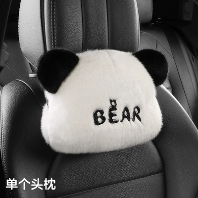 24 years new car seat cushion winter big white bear plush cartoon cute seat cushion three-piece universal seat cover car (Universal seat cover) - big-white-bear-headrest-single-medium