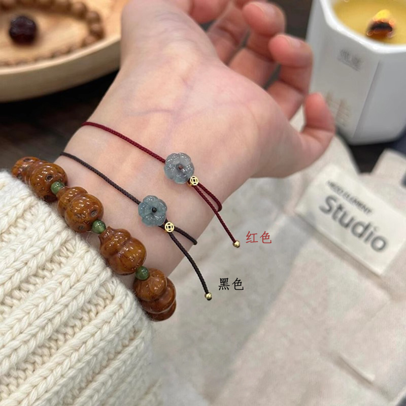 New Chinese Style Money Coin Couple Bracelet for Women, Light Luxury Niche Exquisite Zodiac Year Chinese Style Red Rope Woven Bracelet