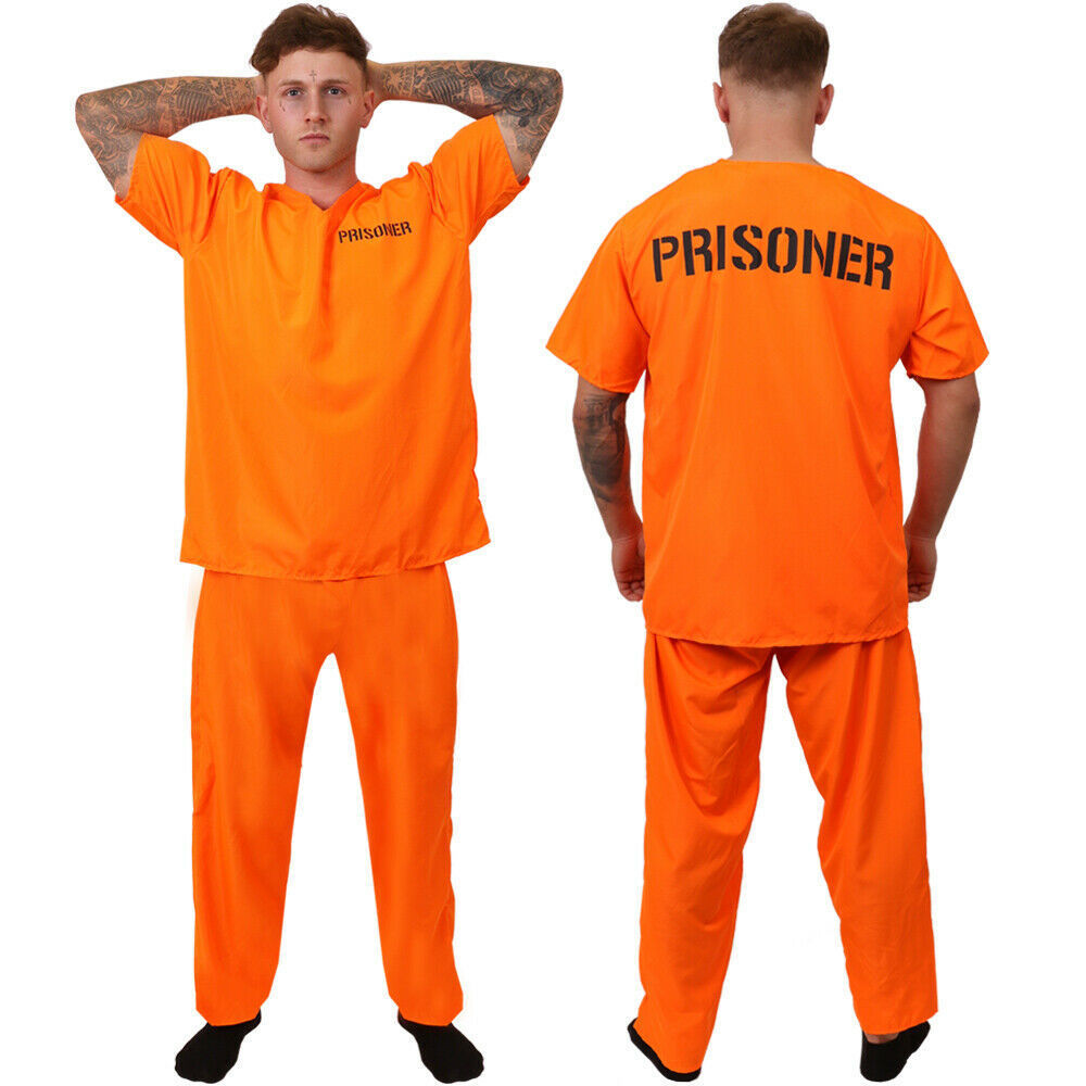 万圣节服装囚犯角色扮演服橘黄色监狱制服套装犯人服装成人男儿童-阿里巴巴