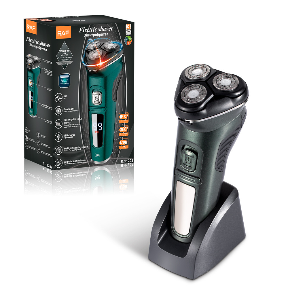RAF carga USB transfronteriza afeitadora eléctrica para hombres afeitadora lavada de tres cabezales eléctrica portátil independiente de tres cabezales