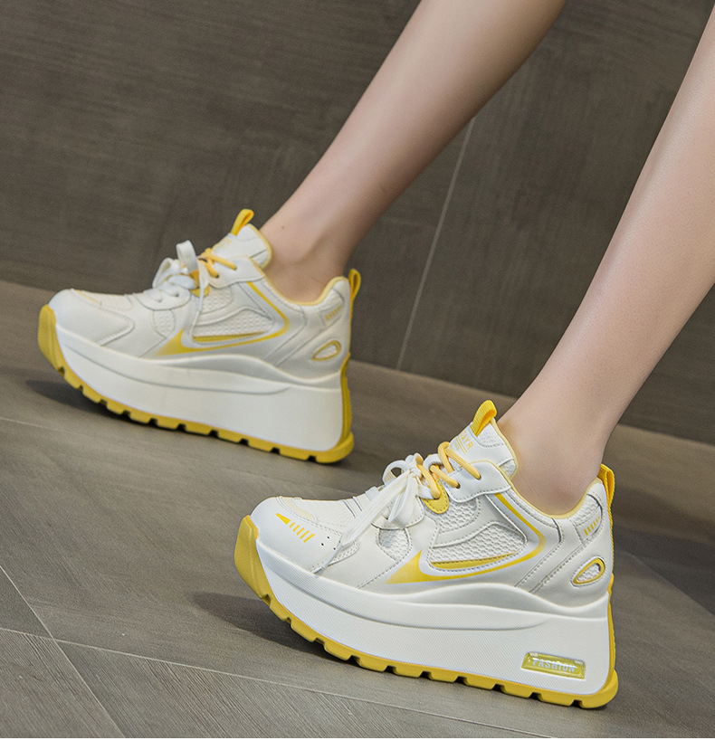 Giày sneaker nữ đế dày tăng chiều cao phong cách cổ điển — Xám 5032, Vàng 5032 chi tiết 20