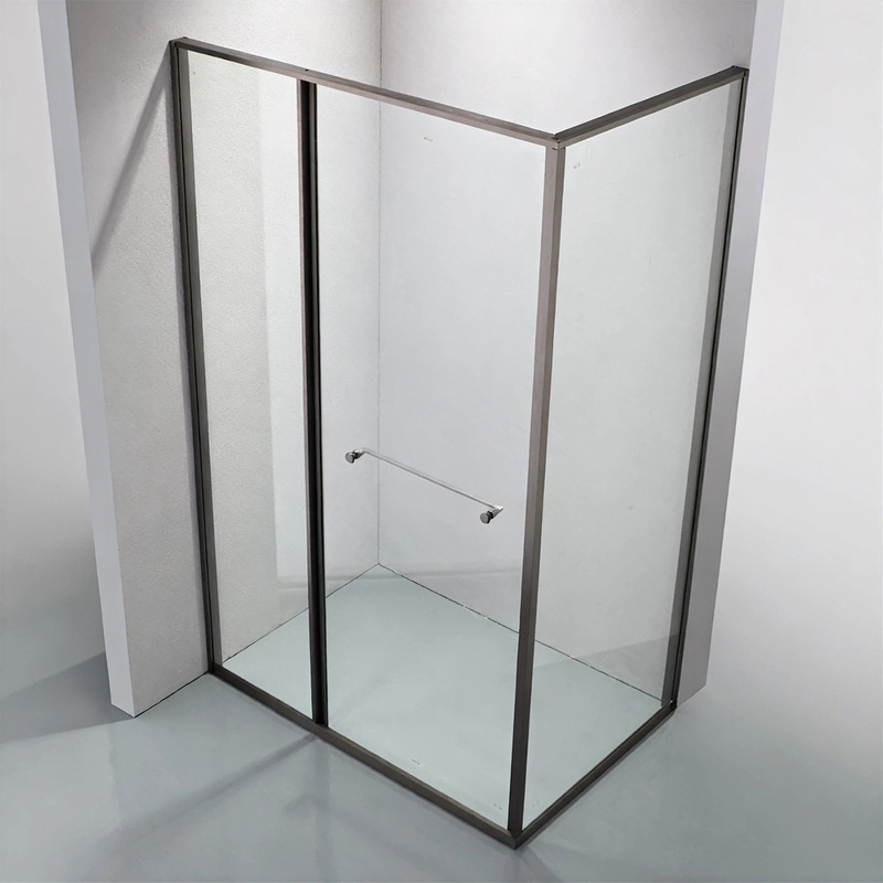L-Shaped Tempered Glass Shower Room Sliding Door with Wet and Dry Separation, Sliding Door for Extremely Narrow Bathroom Partition