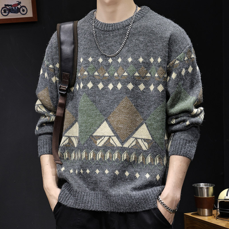 Printed Sweater for Men, Autumn and Winter 2026 New Trendy Brand, Thickened Warm Clothing, Plus Size, Suitable for Outerwear Printed Sweater for Men, Autumn and Winter 2026 New Trendy Brand, Thickened Warm Clothing, Plus Size, Suitable for Outerwear