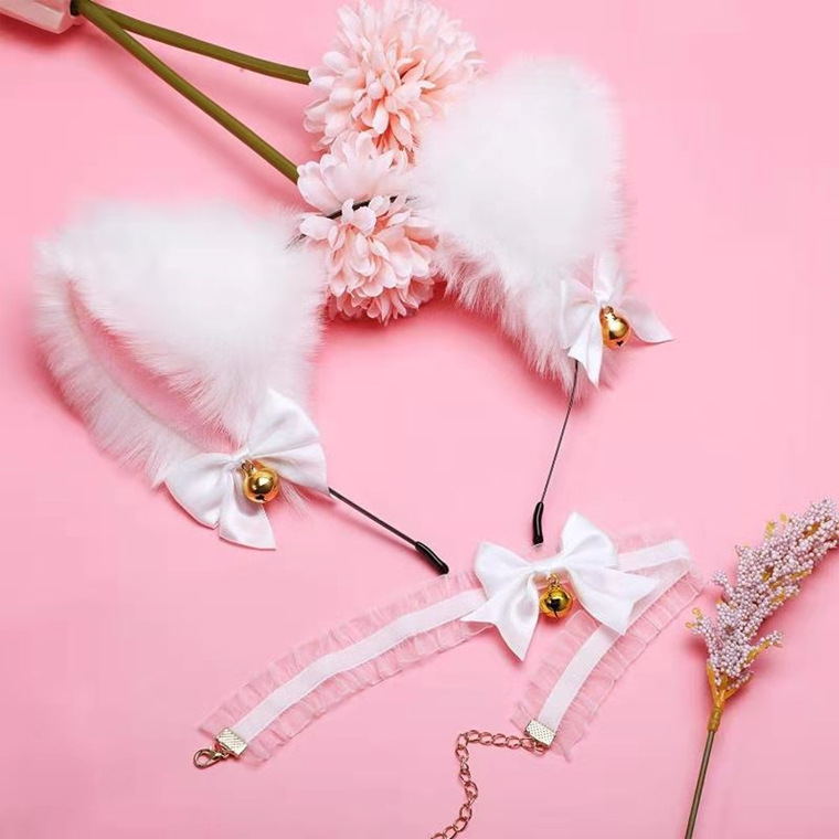 Set cerchietto orecchie di gatto e girocollo per ragazza_voghion.com
