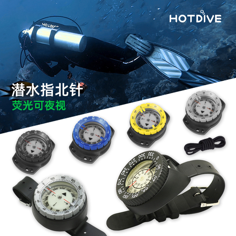 Hotdive magnético fuerte 50 m reloj de pulsera equilibrio impermeable brújula subacuática puntero luminoso aguja del Norte buceo brújula