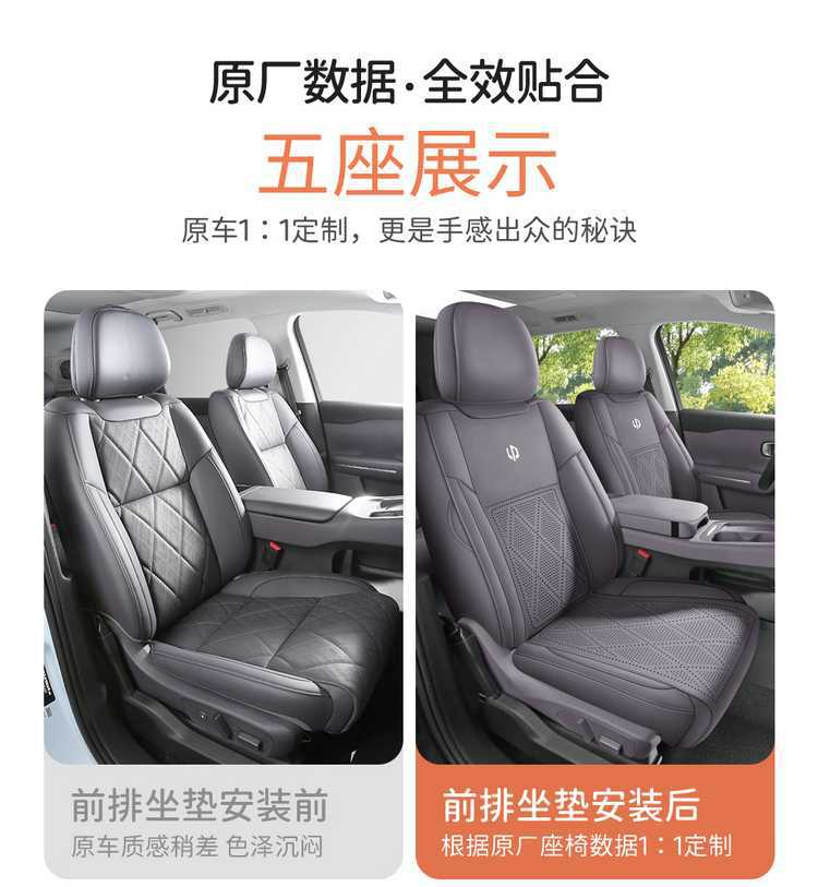 27-piece set of seat covers for the Leapmotor C16, featuring a full-coverage design, suitable for all seasons, with perforated suede fabric, and designed specifically for car seats