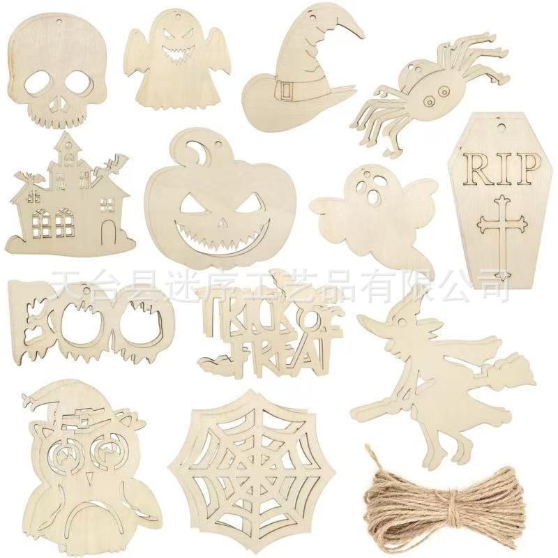 Cross-border Halloween wooden blank hanging tags, wooden decorations, autumn pumpkin hollow-out crafts pendants Cross-border Halloween wooden blank hanging tags, wooden decorations, autumn pumpkin hollow-out crafts pendants