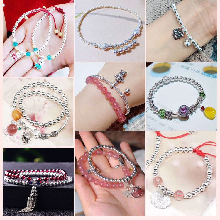 999纯银珠子批发银散珠隔珠光珠DIY手链项链戒指饰品手工配饰