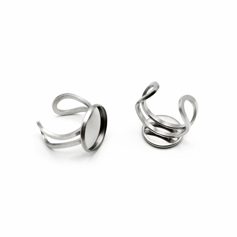 Wholesale stainless steel ring empty holder disc bottom holder double line hollow ring holder adjustable ring diy jewelry accessories Wholesale stainless steel ring empty holder disc bottom holder double line hollow ring holder adjustable ring diy jewelry accessories