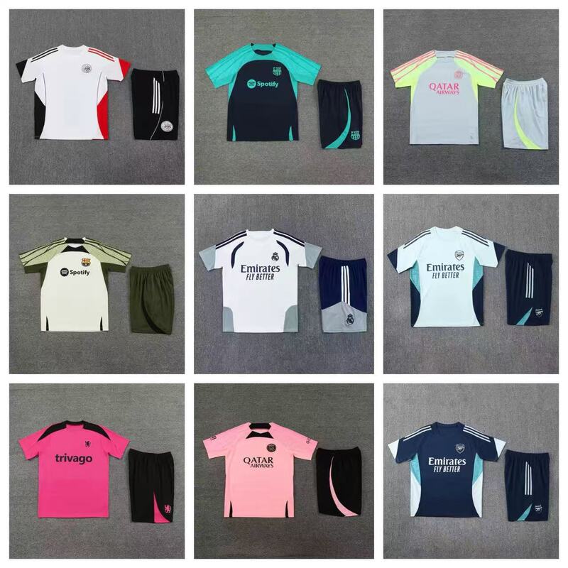 Wholesale Real Madrid Barcelona Arsenal Brazil Argentina Chelsea Paris Adult Short-Sleeved Football Training Uniform Set