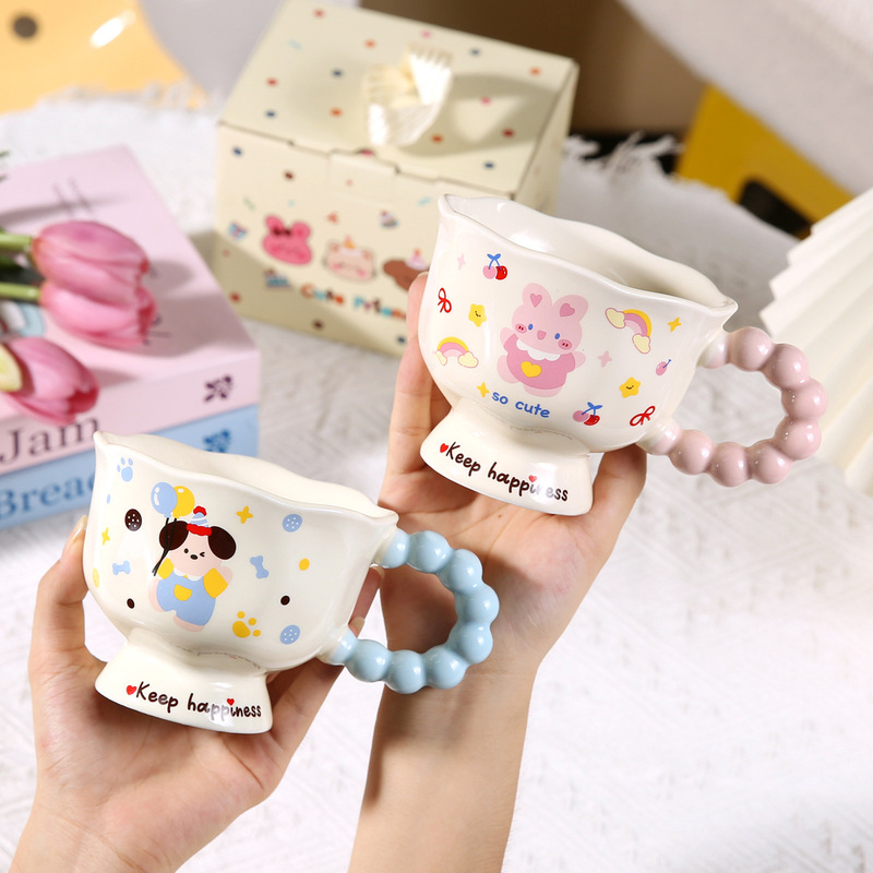 クリエイティブなかわいい子犬マグカップ、見栄えの良いカップルマグカップ、家庭用セラミックマグカップ、女の子の誕生日プレゼント、お土産|undefined