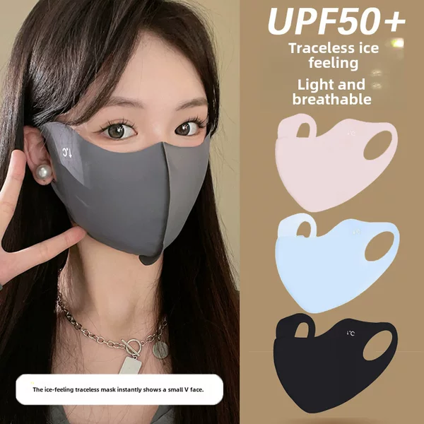 Summer Ice Silk Mask Breathable Washable Hyaluronic Acid 3D Sunscreen Mask Mask Eye Angle Protection UV Protection