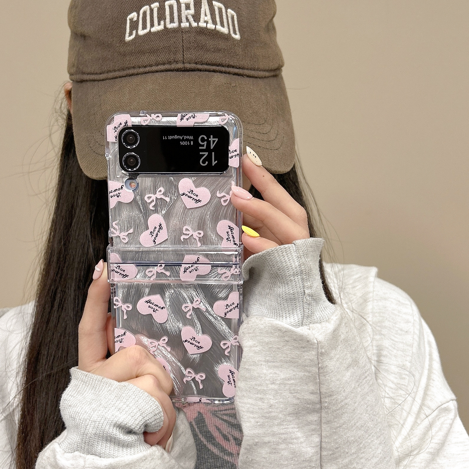 Love Bow for Samsung Galaxy Z Flip5 Phone Case Zflip4/3 Folding Screen Saver Sheath_voghion.com