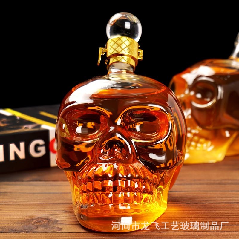 髙硼硅玻璃骷髅头泡酒瓶玻璃酒瓶骷髅头造型泡酒瓶白酒瓶