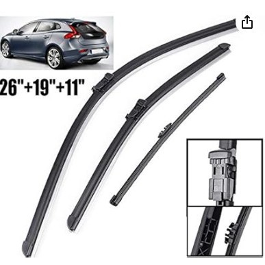 Suitable for Volvo V40 2012-2017 front and rear windshield wiper blades 26 inches 19 inches 11 inches