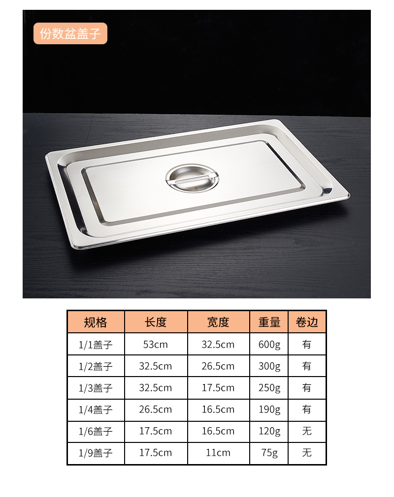 不锈钢份数盆长方形带盖方盆分数盘快餐车食物餐盆商用自助分数盆-阿里巴巴
