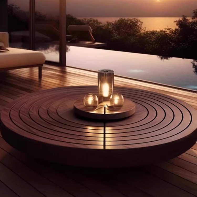 Sofá al aire libre Villa de madera maciza combinación de ocio tarjeta impermeable muebles mesas de té jardín al aire libre terraza teca