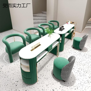 Marble Manicure Table and Chair Set Double Light Luxury Manicure Table Economical Multi-Functional Beauty Makeup