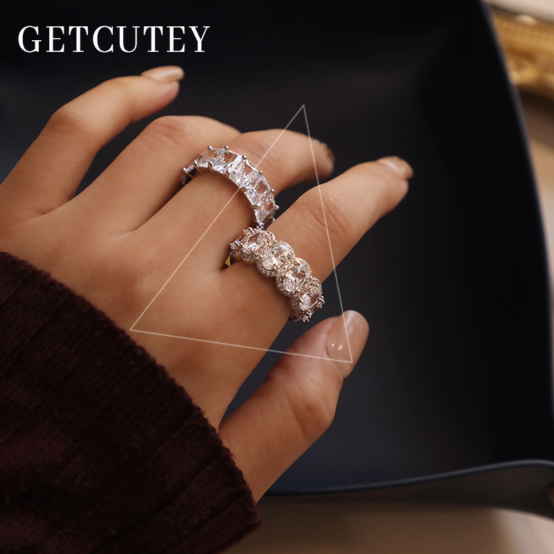 Korea European American Luxury INS Ring Women's Zircon Jewelry Wholesale Luxury Small Fragrance Niche Ring Open Ring