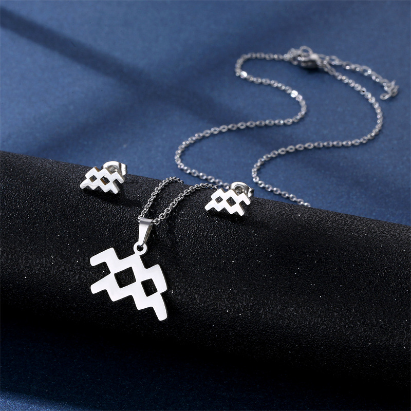 Simple Style Constellation Stainless Steel Earrings Necklace 1 Set