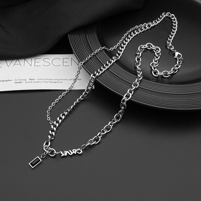 letter Mosaic series double-deck Necklace Hip hop Light extravagance A small minority Sense of design clavicle Accessories