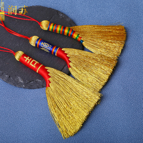 Gold wire broom tassel tassel sachet pendant home decoration clothing accessories DIY mobile phone case pendant