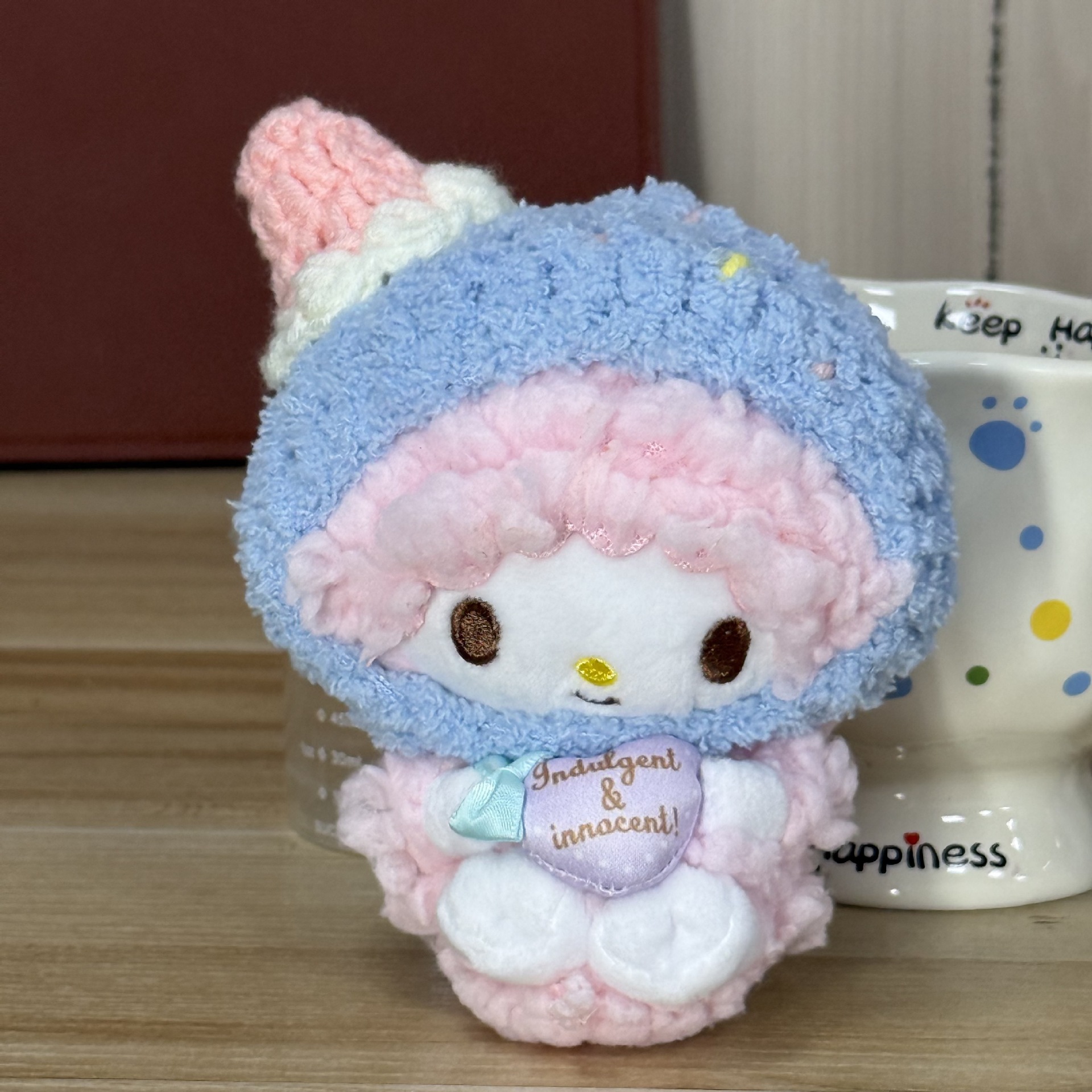 Gorro de peluche terminado, gorro, babero, muñeco de algodón de 12 cm para bebés, lindo.
