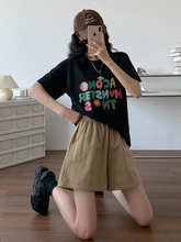 水洗棉工装短裤女夏薄款韩版高腰小个子休闲裤宽松显瘦a字阔腿