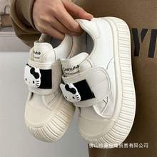 2025新款魔术贴丑萌小白鞋女厚底百搭休闲大头鞋高颜值板鞋子