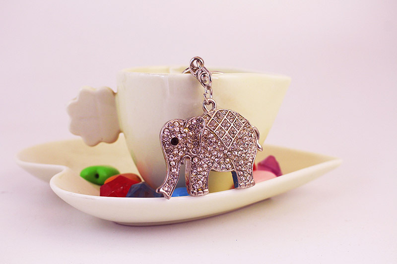 1 Piece Quantity Cute Elephant Zinc Alloy Plating Rhinestones Unisex Keychain