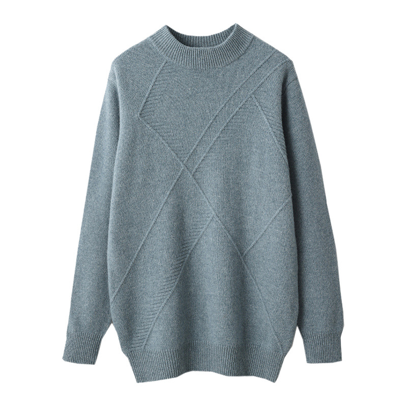 Demi-season woolen solid color knitted sweater