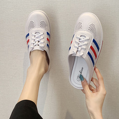 Sandals for women, externally worn, 2023 summer new model, versatile Korean style, fashionable beach shoes, flat, open-toe, student-friendly, semi-slip-on.