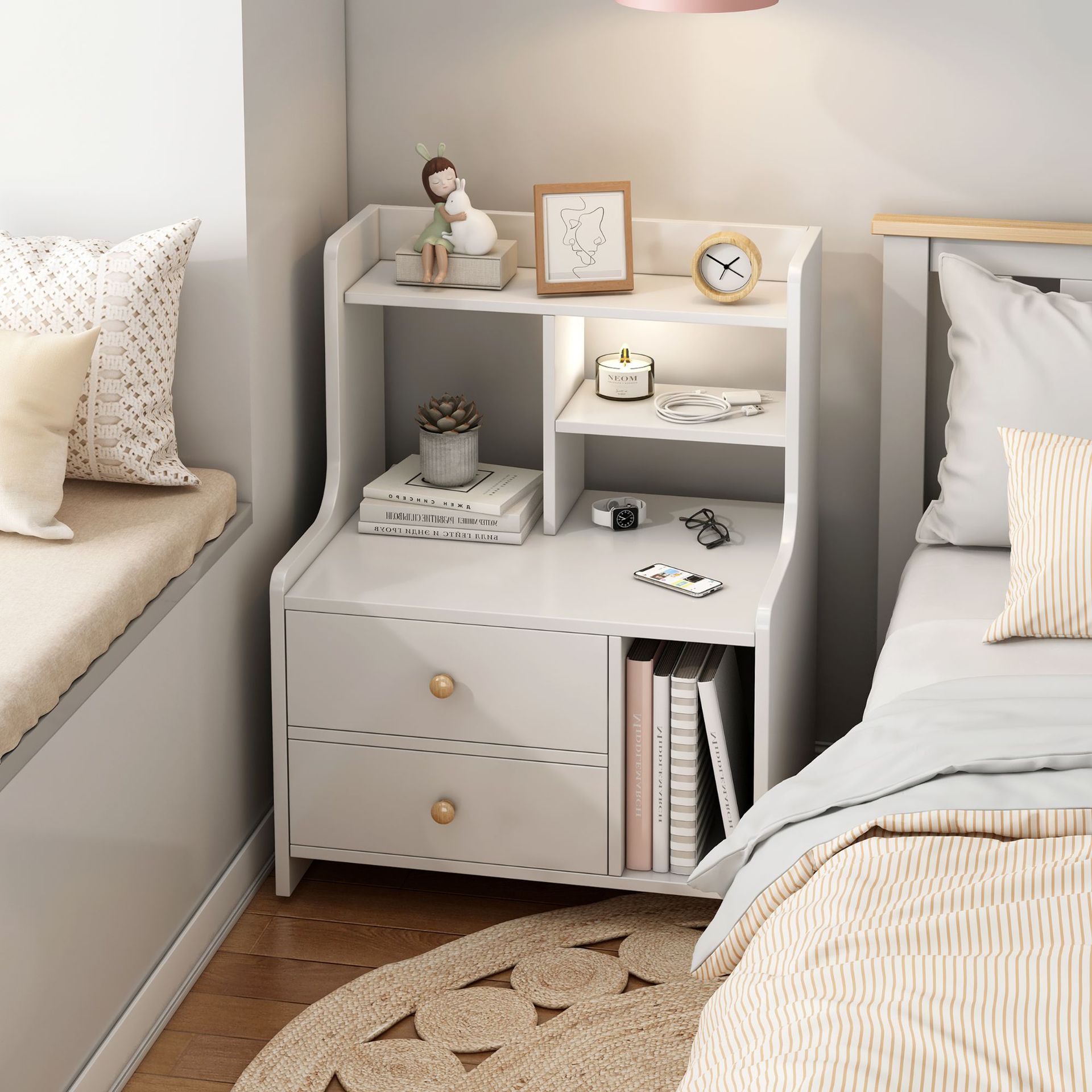 Cabina de cabezal de cama simple pequeño armario de almacenamiento simple dormitorio armario de almacenamiento doméstico estante de armario de cabecera