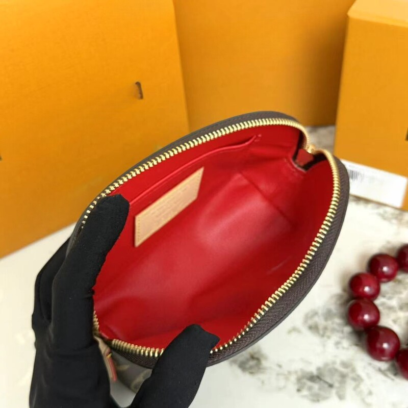化粧品バッグファッション新しい小さなシェルバッグクラシックプリント化粧品バッグハンドヘルドポータブル化粧品収納袋チェリー|undefined