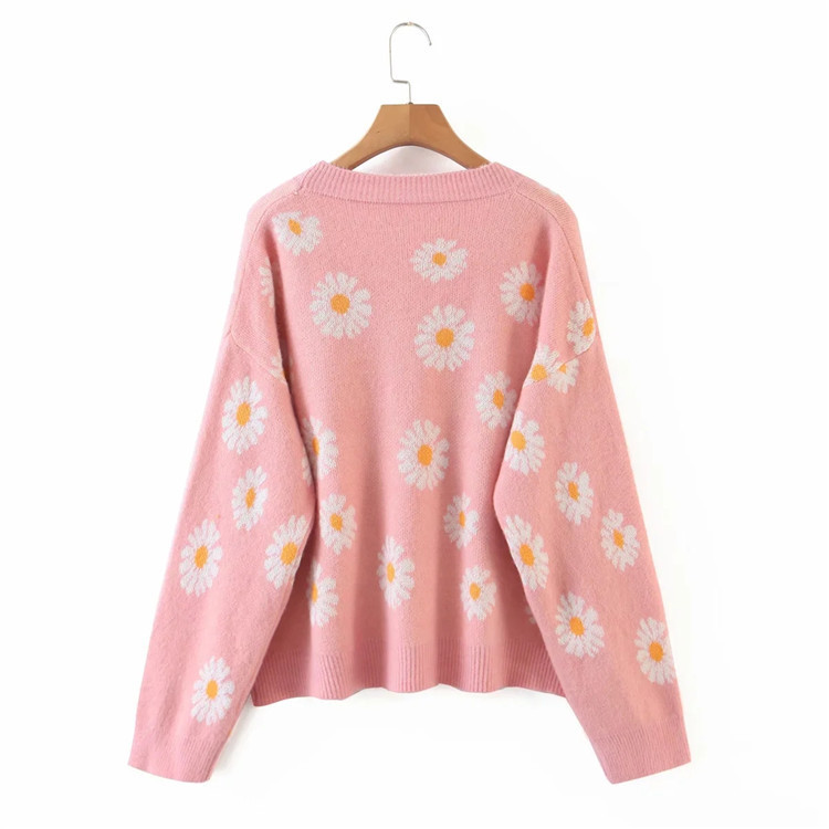 Women's Sweater Long Sleeve Sweaters & Cardigans Printing Casual Daisy display picture 4