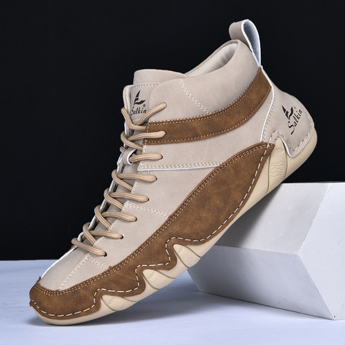 Men's high-top Martin boots—autumn and winter warm men's casual mid-calf boots, boat shoes, octopus-style shoes—trendy.