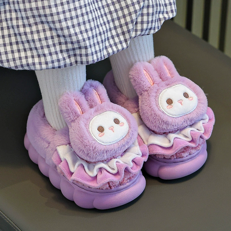 Осенние и зимние новые детские хлопковые тапочки для мальчиков и девочек в помещении милые мультяшные тапочки для девочек